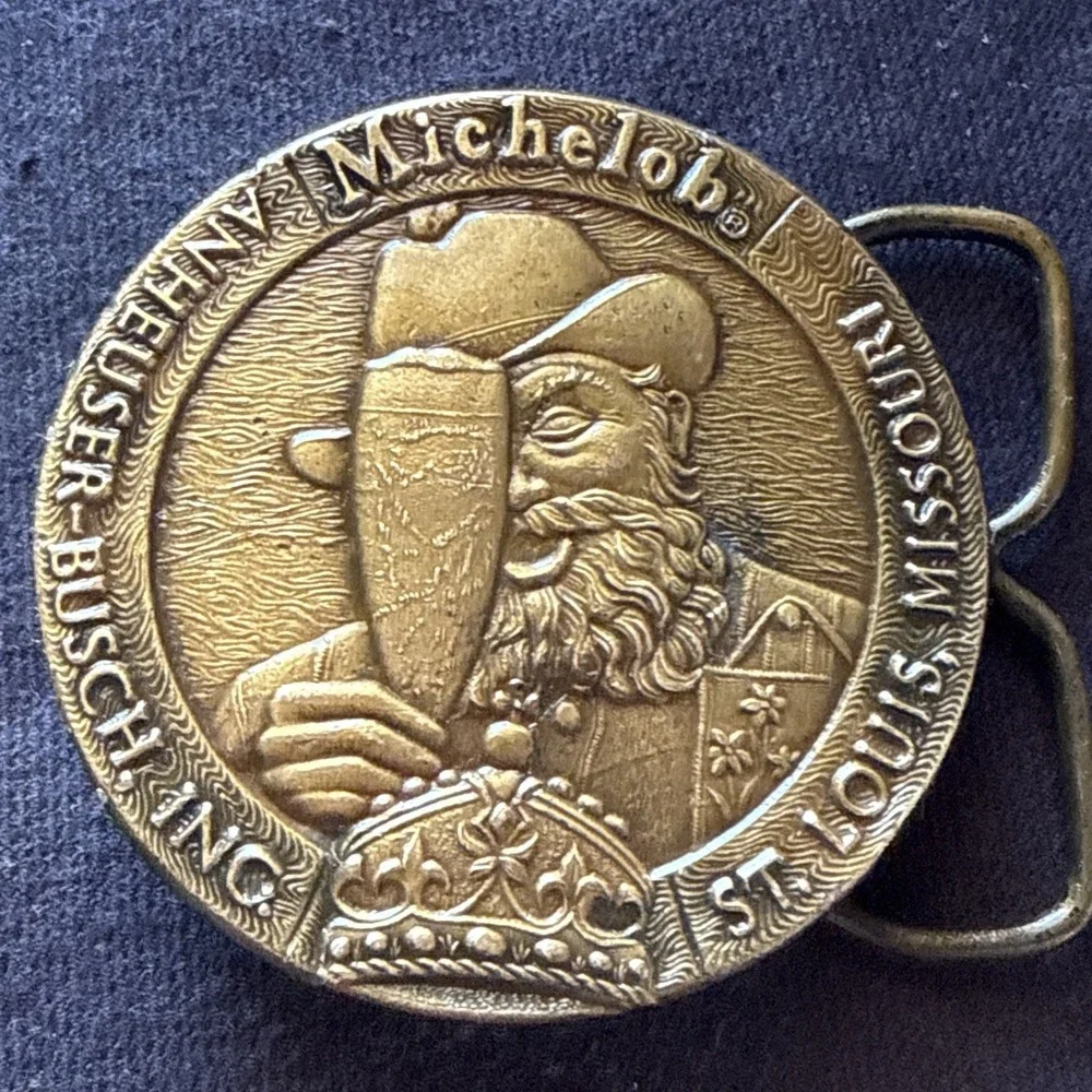 Vintage‎ 1977 Michelob Beer Anheuser Busch Bergamot Brass Works Belt Buckle-USA